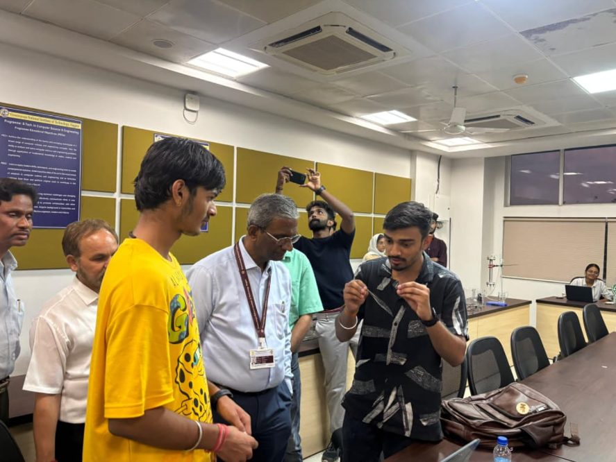 Atyant founders demonstrating the platform to the VNIT Nagpur director and faculty